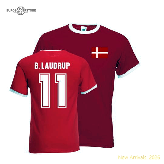 Brian Laudrup Denmark Ringer Tee (red)-Vantage Point Soccer