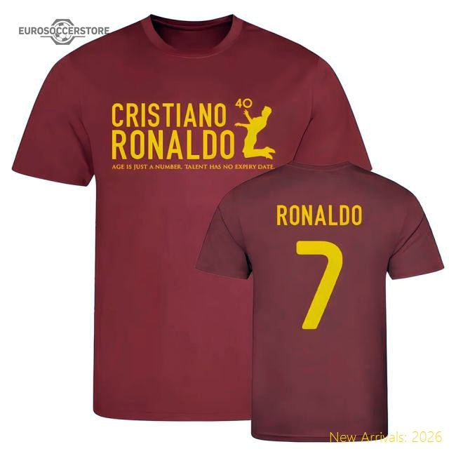 Cristiano Ronaldo at 40 Portugal T-Shirt #7 (Red)-Vantage Point Soccer