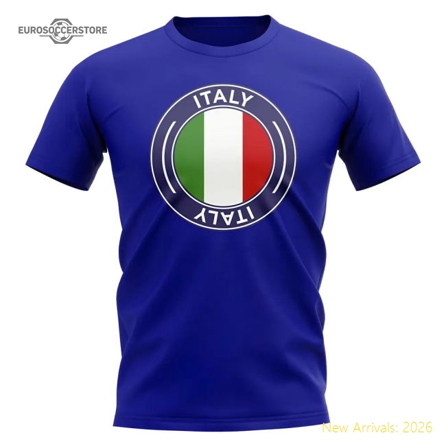 Italy Football Badge T-Shirt (Royal)-Vantage Point Soccer