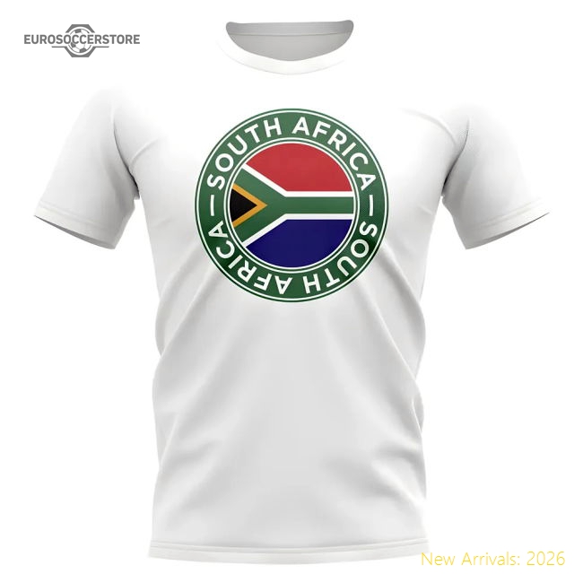 South Africa Football Badge T-Shirt (White)-Football Shirts Shop