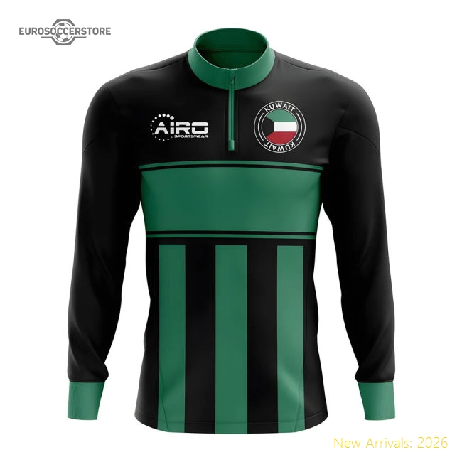 Kuwait Concept Football Half Zip Midlayer Top (Black-Green)-Vantage Point Soccer