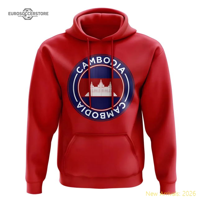 Cambodia Football Badge Hoodie (Red)-Vantage Point Soccer