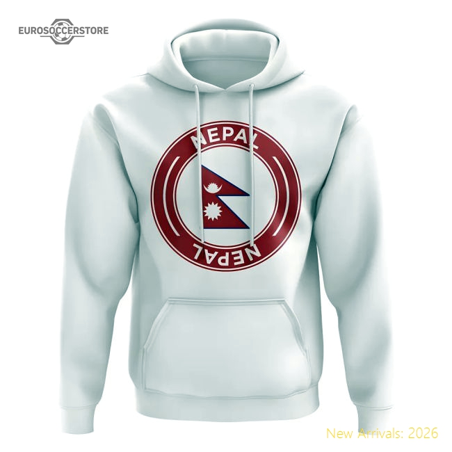 Nepal Football Badge Hoodie (White)-Vantage Point Soccer