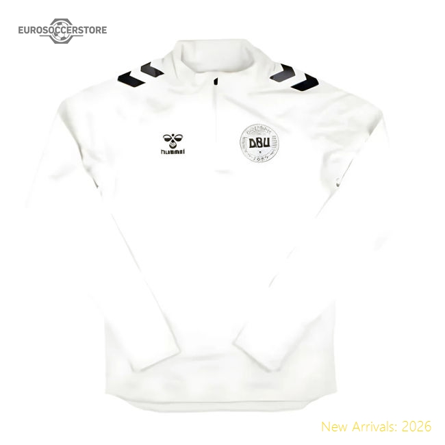 2024-2025 Denmark Pro Half Zip Sweat Top (White)-Vantage Point Soccer