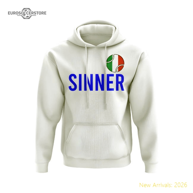 Jannik Sinner Italy Name Hoody (White)-Vantage Point Soccer
