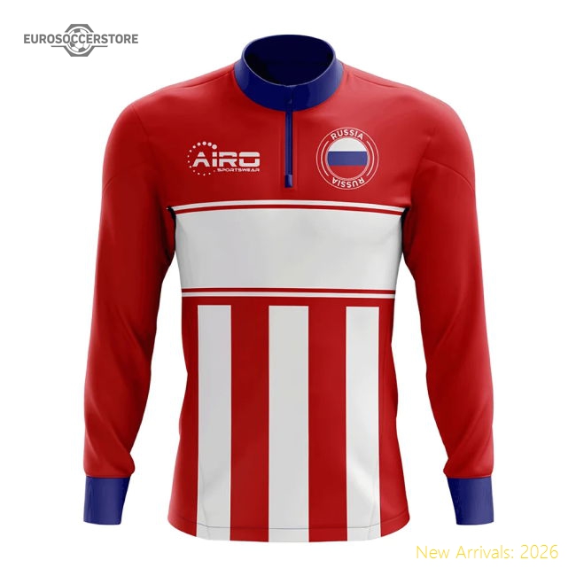 Russia Concept Football Half Zip Midlayer Top (Red-White)-Vantage Point Soccer
