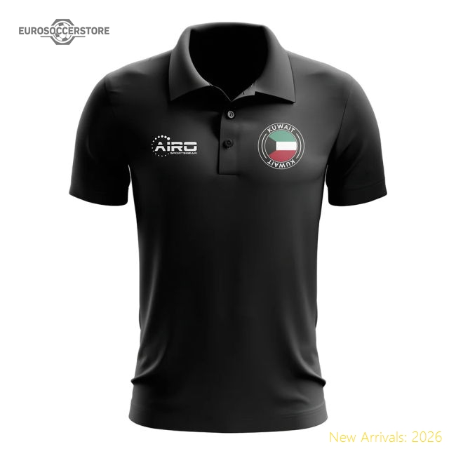 Kuwait Football Polo Shirt (Black)-Vantage Point Soccer