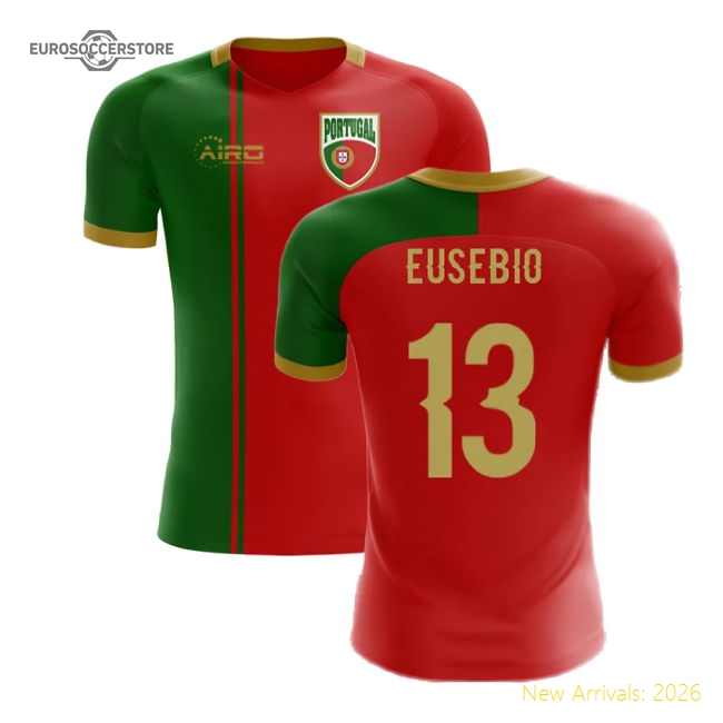 2025-2026 Portugal Flag Home Concept Football Shirt (Eusebio 13)-Vantage Point Soccer