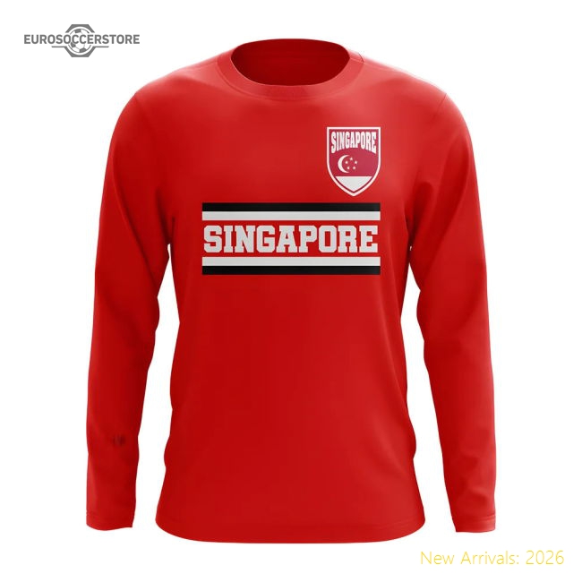 Singapore Core Football Country Long Sleeve T-Shirt (Red)-The Soccer Shirt Hub