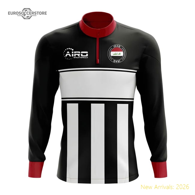 Iraq Concept Football Half Zip Midlayer Top (Black-White)-Vantage Point Soccer
