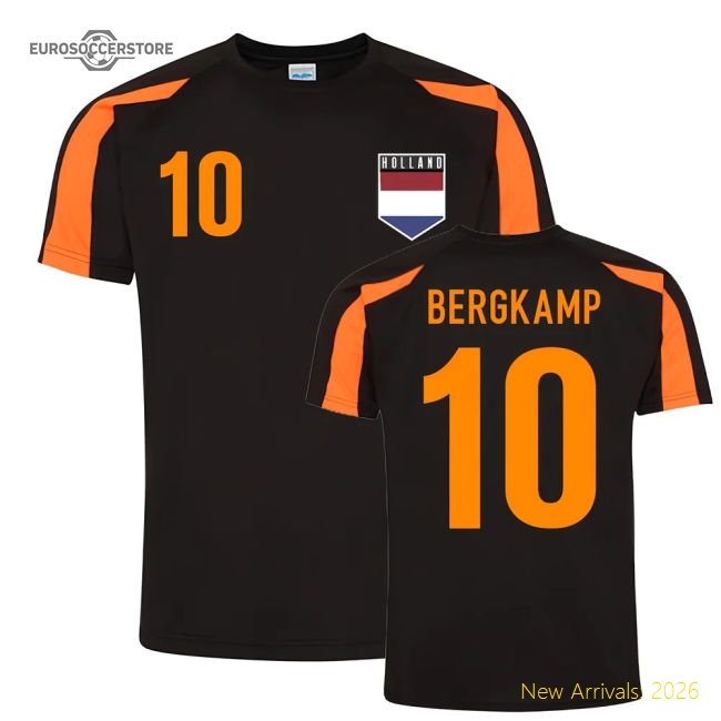 Dennis Bergkamp Holland Sports Training Jersey (Black-Orange)-Football Jersey Hub