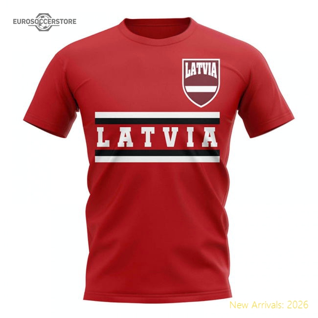 Latvia Core Football Country T-Shirt (Red)-Football Shirts Shop