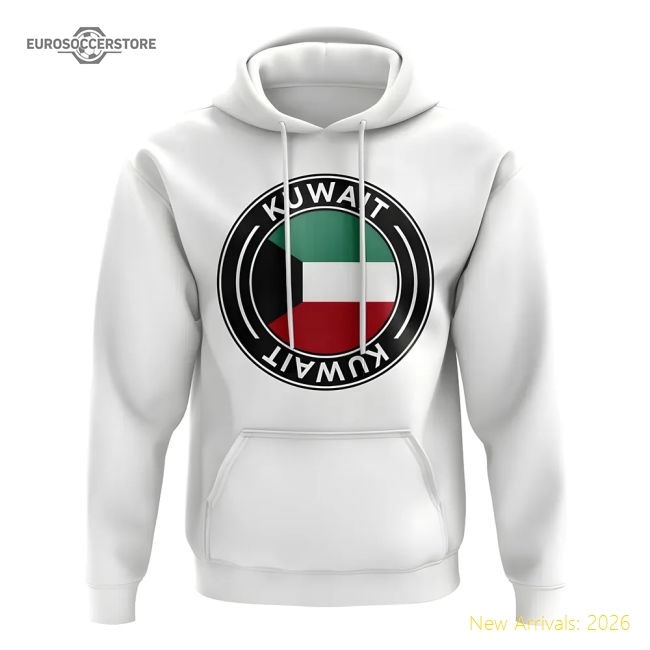 Kuwait Football Badge Hoodie (White)-Vantage Point Soccer