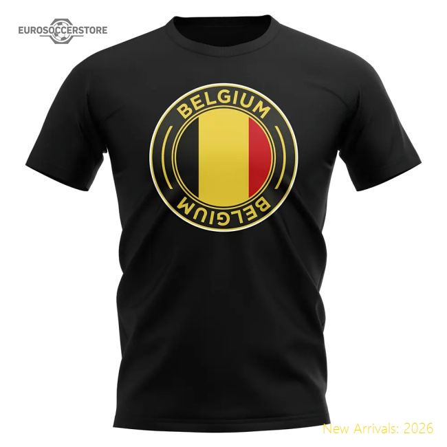 Belgium Football Badge T-Shirt (Black)-Vantage Point Soccer