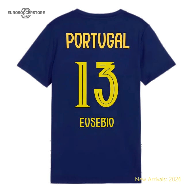 2025-2026 Portugal Casuals Tee (Persian Blue) - Kids (Eusebio 13)-Vantage Point Soccer