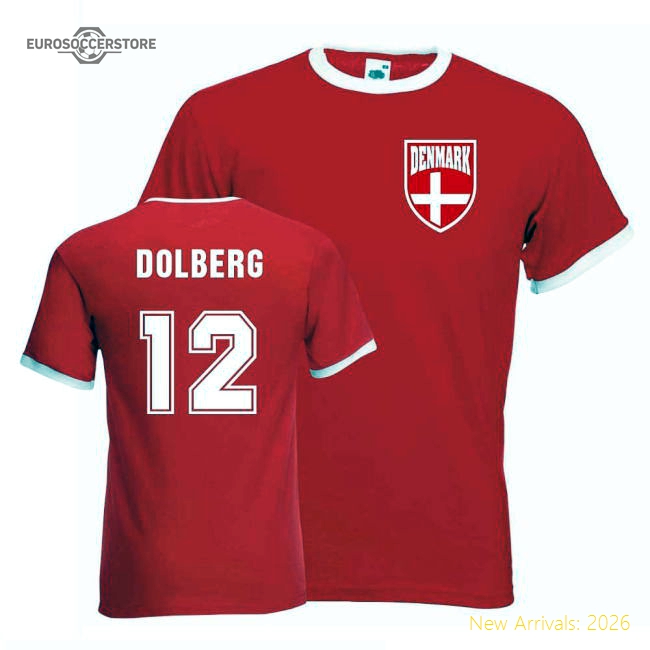 Kasper Dolberg Denmark Ringer Tee (red)-Vantage Point Soccer