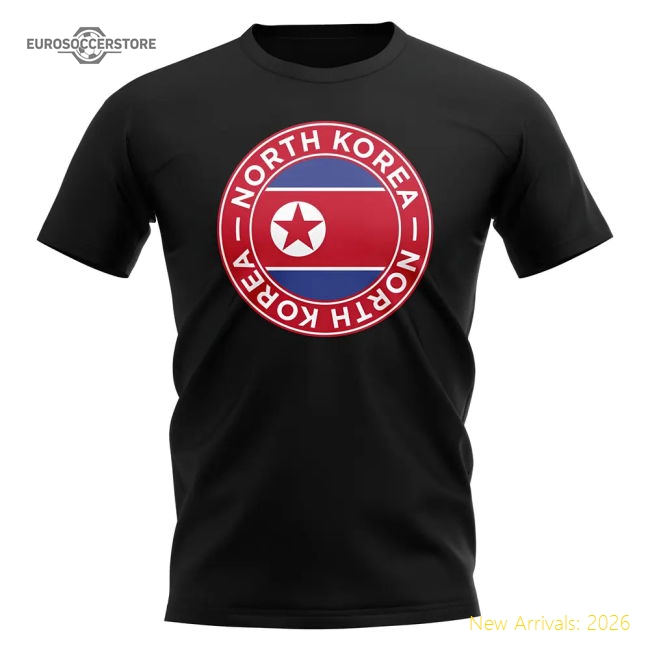 North Korea Football Badge T-Shirt (Black)-Vantage Point Soccer