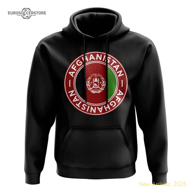 Afghanistan Football Badge Hoodie (Black)-The Soccer Shirt Hub