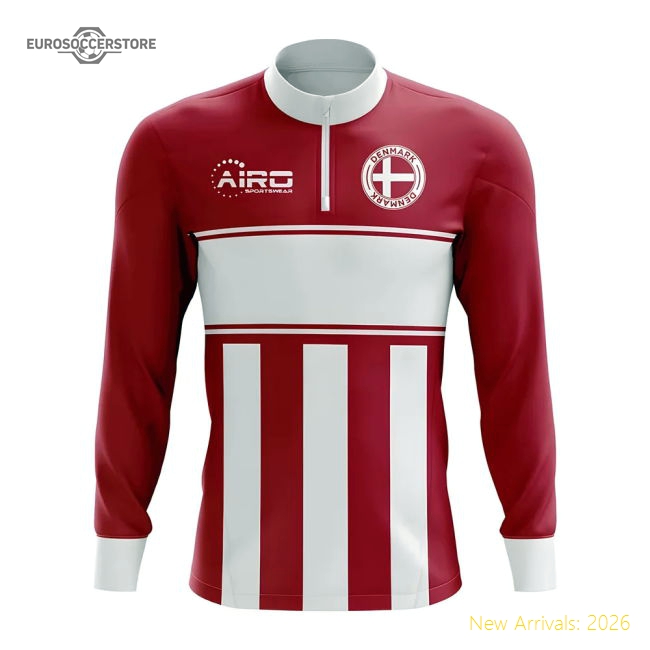 Denmark Concept Football Half Zip Midlayer Top (Red-White)-Vantage Point Soccer