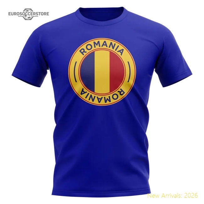 Romania Football Badge T-Shirt (Royal)-Vantage Point Soccer
