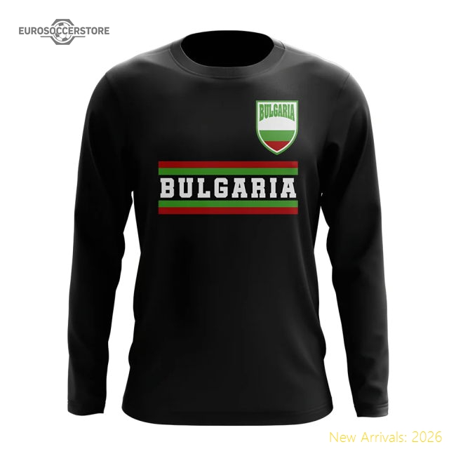 Bulgaria Core Football Country Long Sleeve T-Shirt (Black)-Vantage Point Soccer