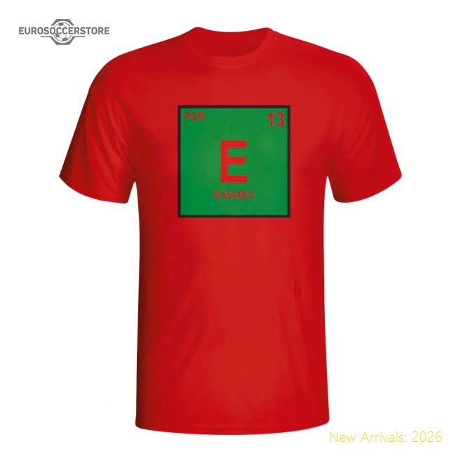 Eusebio Portugal Periodic Table T-shirt (red)-Vantage Point Soccer