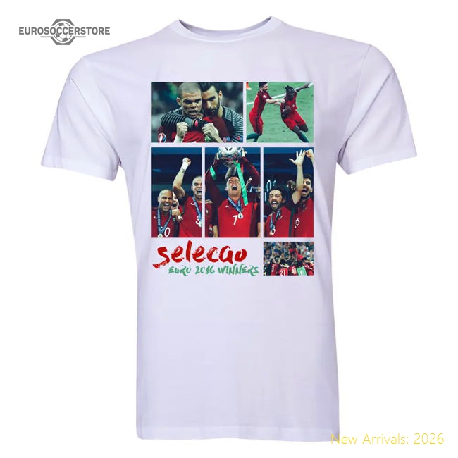 Portugal Selecao Euro 2016 Winners T-Shirt (White)-Vantage Point Soccer
