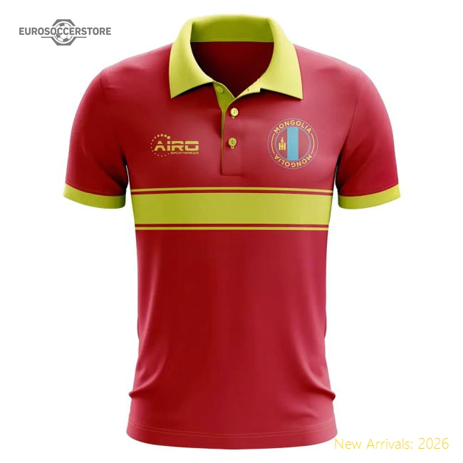 Mongolia Concept Stripe Polo Shirt (Red)-Vantage Point Soccer