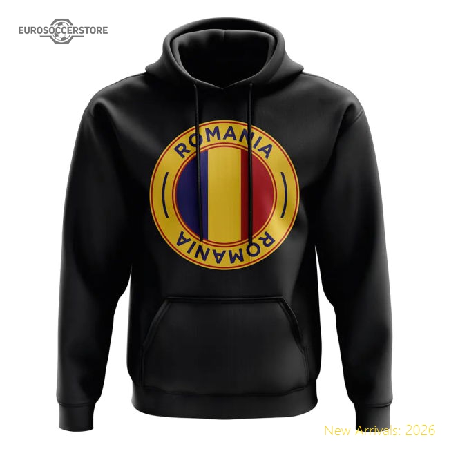 Romania Football Badge Hoodie (Black)-Vantage Point Soccer