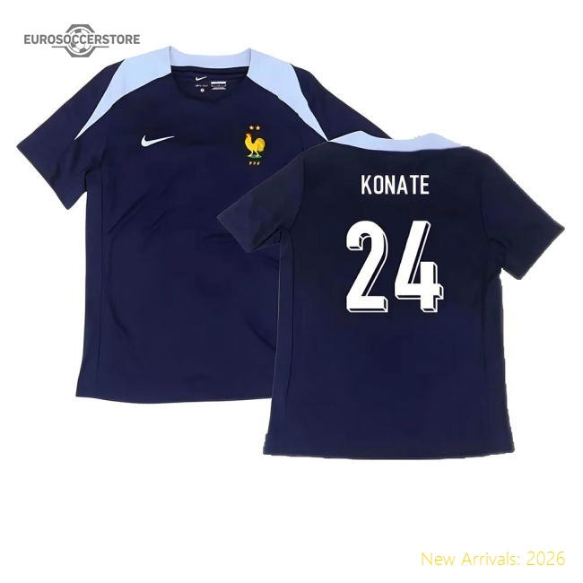 2024-2025 France Dri-Fit Strike Training Shirt (Navy) (Konate 24)-Vantage Point Soccer