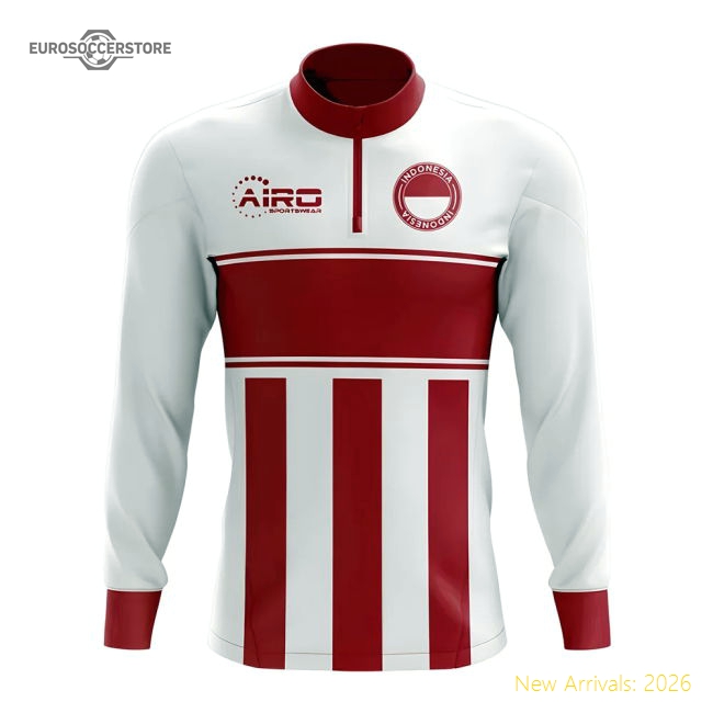 Indonesia Concept Football Half Zip Midlayer Top (White-Red)-Vantage Point Soccer