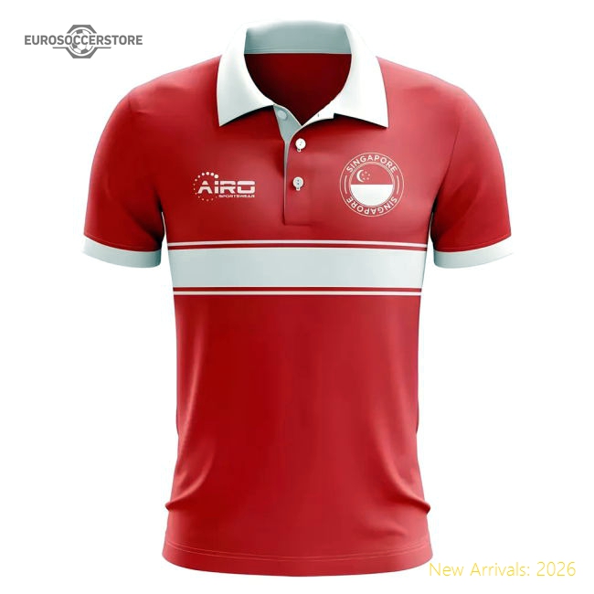Singapore Concept Stripe Polo Shirt (Red)-The Soccer Shirt Hub