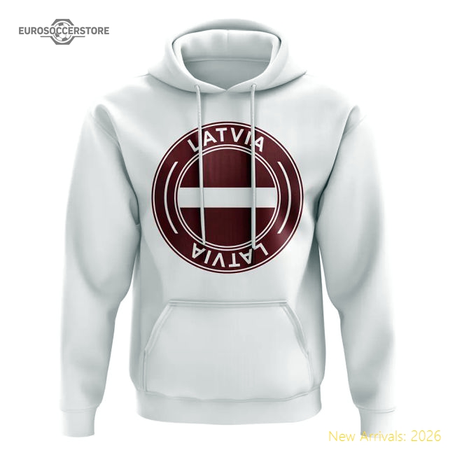 Latvia Football Badge Hoodie (White)-Football Shirts Shop