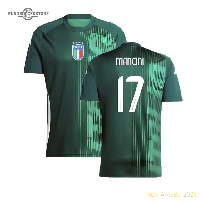 2024-2025 Italy Pre-Match Shirt (Green) (MANCINI 17)-Vantage Point Soccer