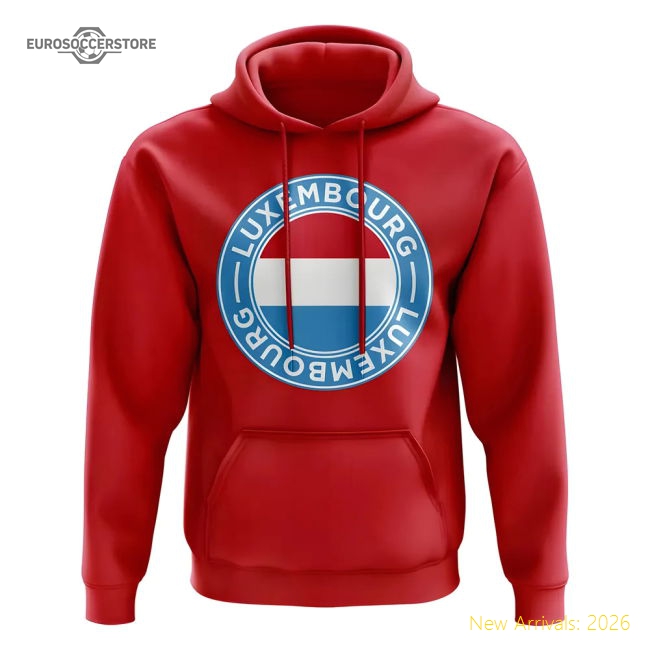 Luxembourg Football Badge Hoodie (Red)-Football Shirts Shop