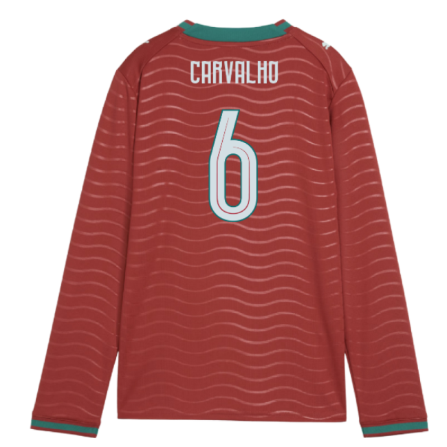 2026-2027 Portugal Long Sleeve Home Shirt (Kids) (Carvalho 6)-Vantage Point Soccer