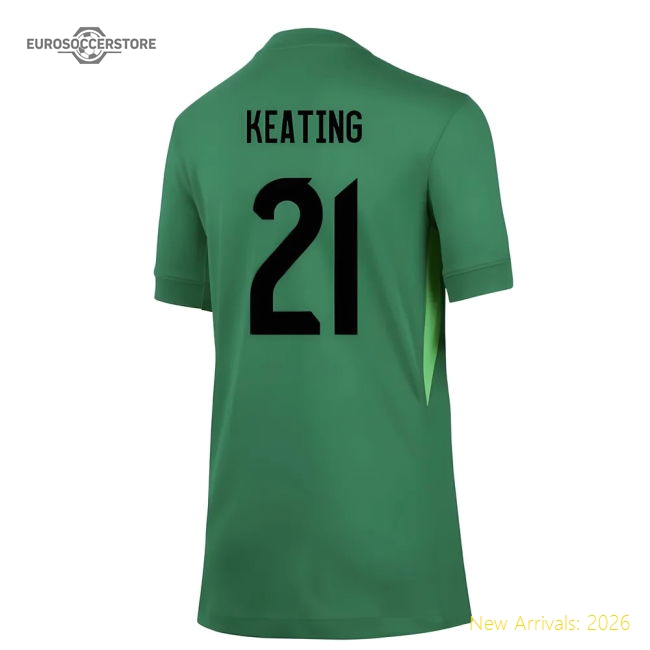 2025-2026 England WEC Goalkeeper Shirt (Green) - Kids (Keating 21)-Vantage Point Soccer