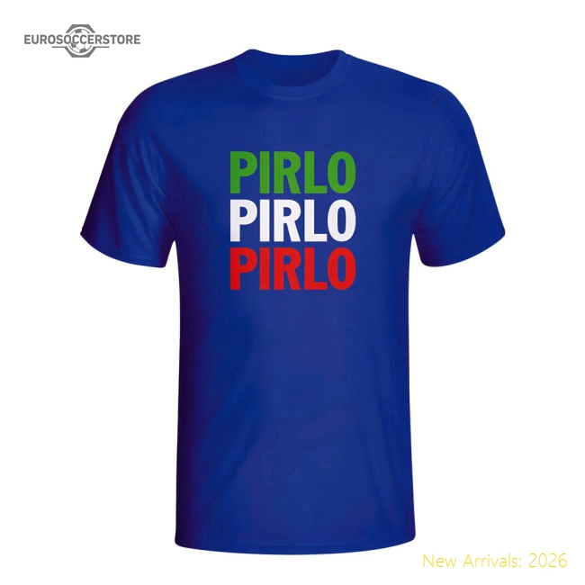 Andrea Pirlo Italy Player Flag T-shirt (blue)-Vantage Point Soccer