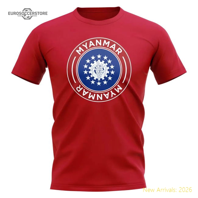 Myanmar Football Badge T-Shirt (Red)-Vantage Point Soccer