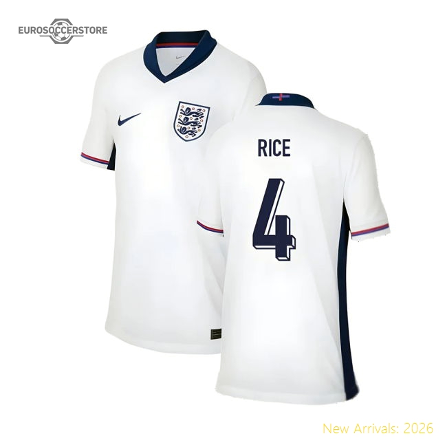 2024-2025 England Home Shirt (Kids) (Rice 4)-Vantage Point Soccer