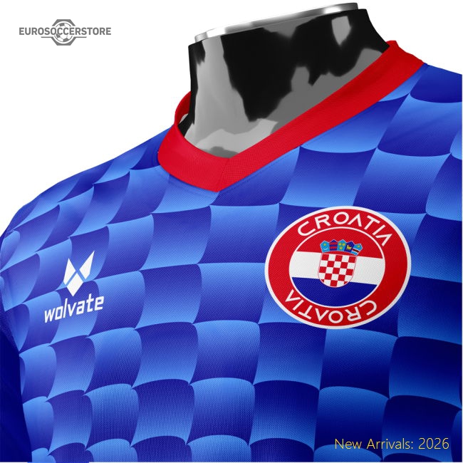 Croatia Heritage Football Jersey Blue (Wolvate) Adult Short Sleeve-Vantage Point Soccer