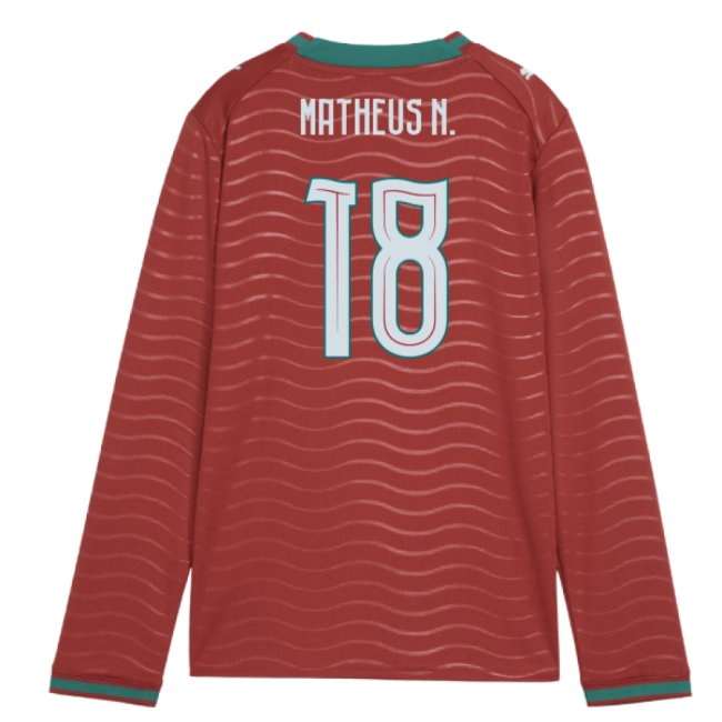 2026-2027 Portugal Long Sleeve Home Shirt (Kids) (Matheus N. 18)-Vantage Point Soccer