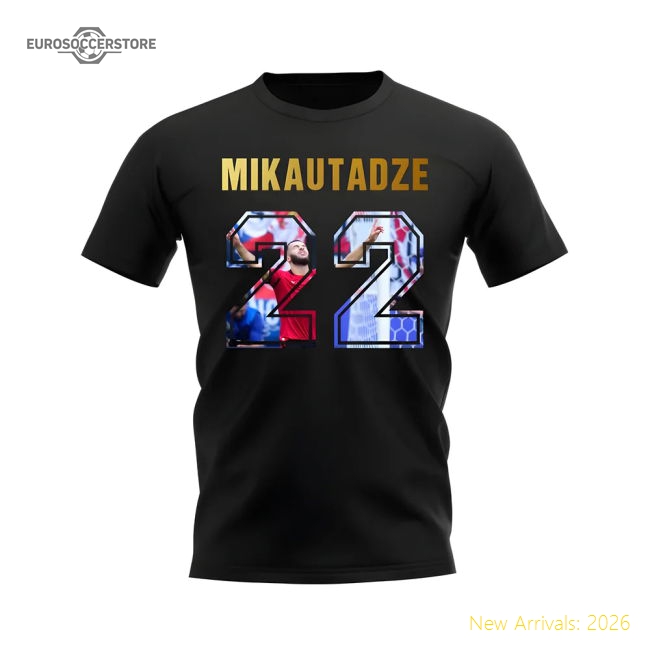 Georges Mikautadze Name And Number Georgia T-Shirt (Black)-Vantage Point Soccer