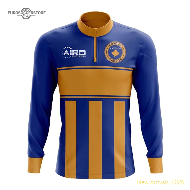 Kosovo Concept Football Half Zip Midlayer Top (Blue-Orange)-Football Shirts Shop