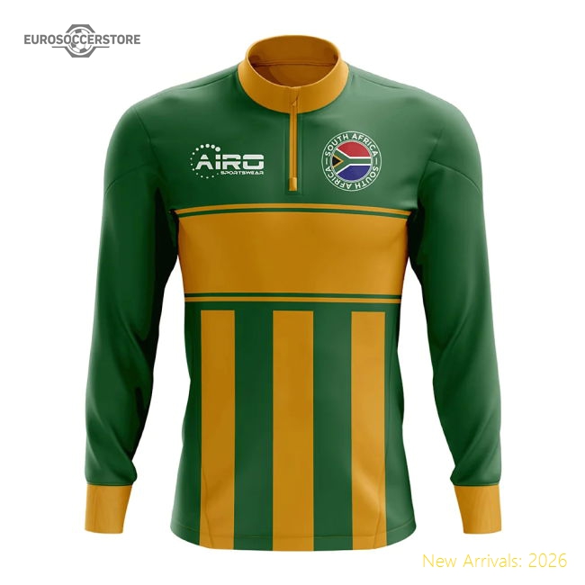 South Africa Concept Football Half Zip Midlayer Top (Green-Orange)-Football Shirts Shop