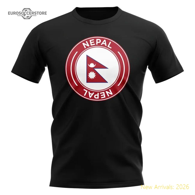 Nepal Football Badge T-Shirt (Black)-Vantage Point Soccer