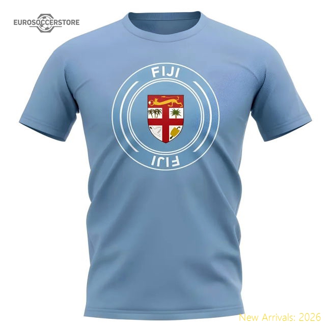 Fiji Football Badge T-Shirt (Sky)-Vantage Point Soccer