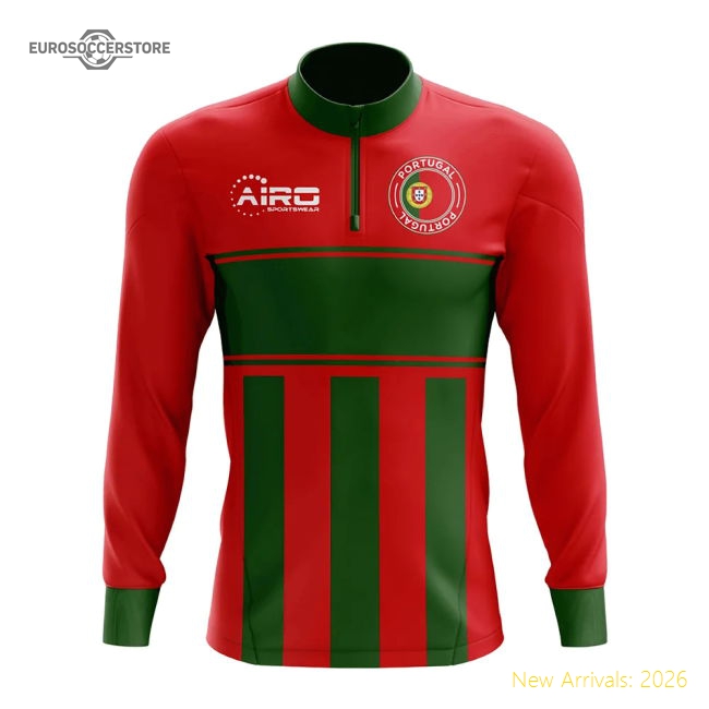 Portugal Concept Football Half Zip Midlayer Top (Red-Green)-Vantage Point Soccer