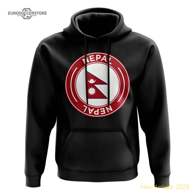 Nepal Football Badge Hoodie (Black)-Vantage Point Soccer
