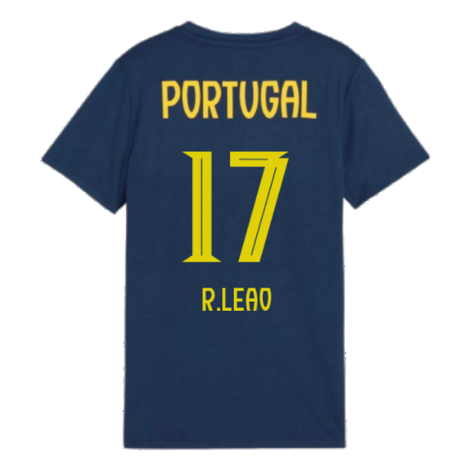 2025-2026 Portugal Casuals Tee (Persian Blue) - Kids (R.Leao 17)-Vantage Point Soccer